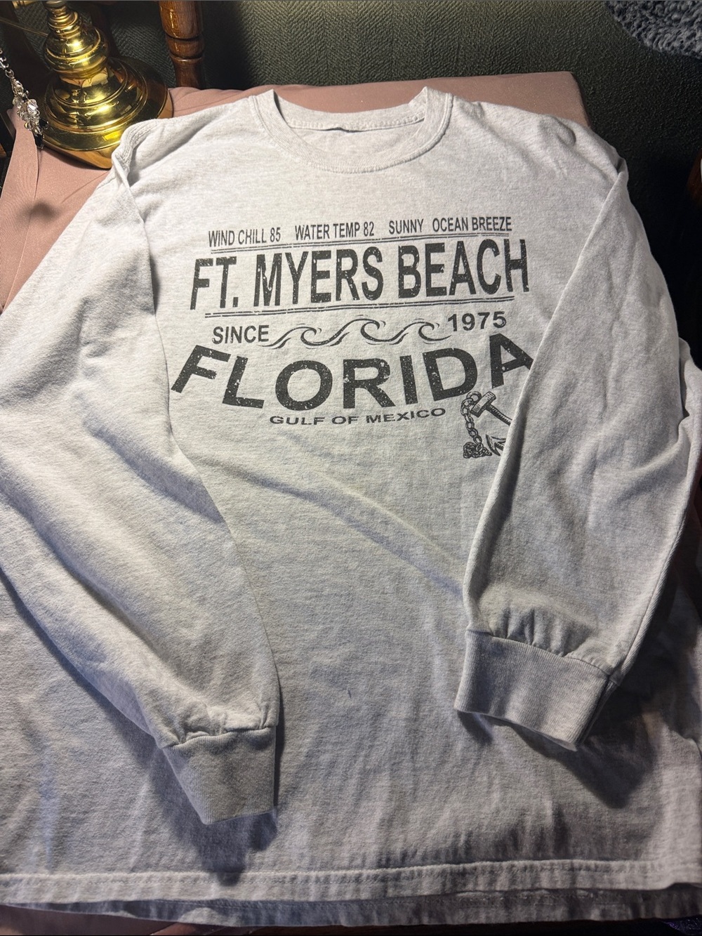 Ft. Myers Beach Florida Long Sleeve Graphic Tee - Light Gray